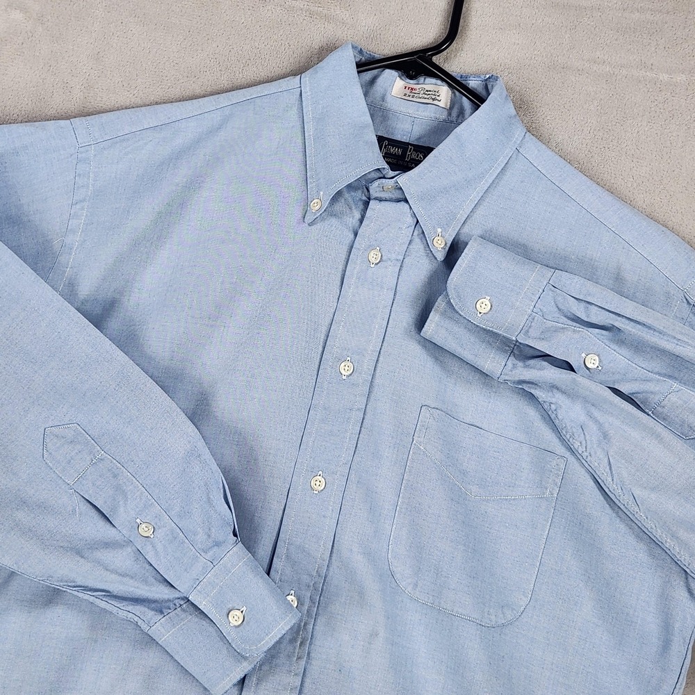 Gitman Bros Shirt Mens Medium Blue Oxford Long Sleeve Button Down Made USA